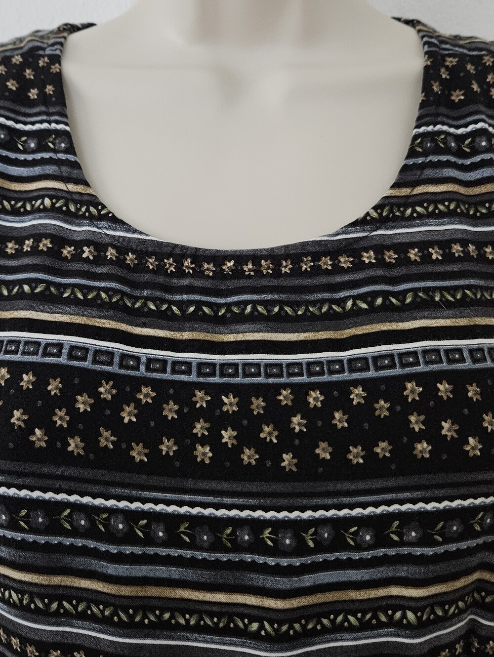 vtg stripe floral black cottage midi dress 90s y2k grunge boho indie urban - Picture 3 of 8
